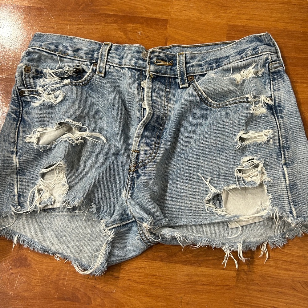 Ripped Levi Jean Shorts
